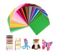 Maxmoc 40 Farben Bastelfilz, 20 x 15 cm Filzstoff, Polyester Felt Fabric Filzplatten mit Bunter Stickgarn und Nähnadel, Farbig Filz Blätter zum DIY Handwerk Nähen Projekte Manual Decoration