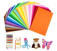 Maxmoc 40 Farben Bastelfilz, 20 x 30 cm Filzstoff, Polyester Felt Fabric Filzplatten mit Bunter Stickgarn und Nähnadel, Farbig Filz Blätter zum DIY Handwerk Nähen Projekte Manual Decoration