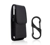 MAXQUU 1 Stück Handy-Gürteltasche mit 1 Stück s-förmigem Karabiner, Oxford-Stoff-Nylon-Gürteltasche, Herren-Handytasche, geeignet für Sport, Camping (schwarz)