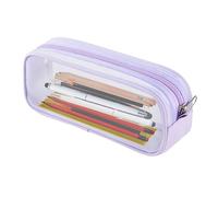 MAXQUU 1 Stück lila Federtasche, praktische Reißverschlusstasche, Mesh Schreibwaren Tasche, große Kapazität Federtasche, transparente Mesh Kosmetiktasche, multifunktionale Federtasche
