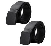 MAXQUU 2 Stück Schwarzer Herrengürtel, 130 Cm Herrengürtel, Herren-Canvas-Gürtel, Verstellbarer Herrengürtel, Herren-Schnallengürtel, Verstellbarer Gürtel Ohne Löcher