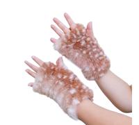 Maxtonser 1 Paar fingerlose Fleece-Handschuhe mit Rentier-Druck, für den Winter, weich, Unisex, Design, Weihnachten, Elch, Cosplay