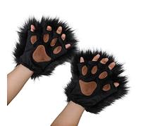 Maxtonser 1 Paar pelzige Pfoten-Handschuhe für Katze Mädchen Cosplay Zubehör Plüsch Wolf Pfoten Fingerlose Winterhandschuhe für Anime Cospla Schwarze Palme Schwarz Hai