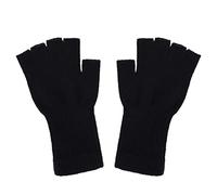 Maxtonser 1 Paar Unisex Halbfinger-Handschuhe, Winter, dehnbar, gestrickt, fingerlose Handschuhe für Damen und Herren, 21 cm, Schwarz