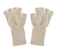 Maxtonser 1 Paar Unisex Halbfinger-Handschuhe, Winter, dehnbar, gestrickt, fingerlose Handschuhe für Damen und Herren, 21 cm, Khaki