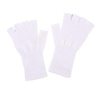 Maxtonser 1 Paar Unisex Halbfinger-Handschuhe, Winter, dehnbar, gestrickt, fingerlose Handschuhe für Damen und Herren, 21 cm, Weiß