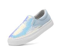 maxvinci Damen Glitzer Canvas Sneakers Slip-On Stoffschuhe Pailletten Segelschuhe Atmungsaktiv Flache Loafer Walkingschuhe(Blue 247)