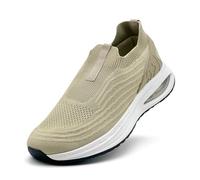maxvinci Herren Laufschuhe mit Luftkissen Atmungsaktiv Sportschuhe Slip On Turnschuhe rutschfeste Leichtgewicht Walking Jogging Schuhe(Khaki 280)
