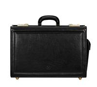 Maxwell Scott - Herren Luxus Leder Piloten Aktentasche mit Zahlenschloss - Handgefertigt aus italienischen Vollnarbenhäuten - The Varese Schwarz