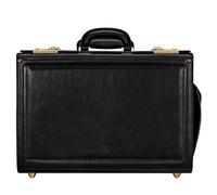 Maxwell Scott - Herren Luxus Leder Pilotenkoffer mit Rollen und Zahlenschlössern - Handgefertigt aus italienischen Vollnarbenhäuten - The VareseW Schwarz