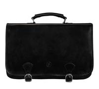 Maxwell Scott - Herren Luxus Leder Schulranzen Aktentasche - 3 Fächer für Laptop - Handgefertigt aus italienischen Vollnarbenhäuten - The Jesolo3 Schwarz