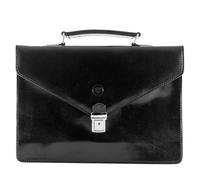 Maxwell Scott - Luxuriöse, schlanke, kleine Aktentasche aus Leder - 1 Fach mit Schultergurt und Schlüsselschloss - Handgefertigt aus italienischen Vollnarbenhäuten - The Lorenzo Schwarz