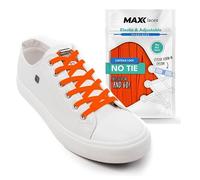 MAXX laces Elastische Schnürsenkel ohne binden mit Metallkapseln flache Schuhbänder mit Schnellverschluss bunt für Kinder Erwachsene für Sneaker, Laufschuhe, Sportschuhe (Orange)