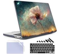 May Chen Für 2026 MacBook Pro 14 Zoll M5 M4 M3 M2 M1 Pro/Max Chip, Version 2026 2025-2021, Modell A3427 A3426 A3434 A3112 A3401 A3185, Kunststoff-Hartschale mit Tastaturabdeckung, Blumensterne