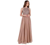 Maya Deluxe Abendkleid Pailletten Cocktailkleid Damen Tüllkleid Kleid Nackenband Abendkleid Elegant für Hochzeit Brautjungfernkleid