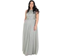 Maya Deluxe Abendkleid Pailletten Cocktailkleid Damen Tüllkleid Kleid Nackenband Abendkleid Elegant für Hochzeit Brautjungfernkleid
