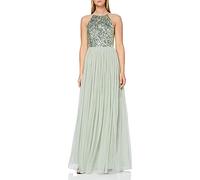 Maya Deluxe Abendkleid Pailletten Cocktailkleid Damen Tüllkleid Kleid Nackenband Abendkleid Elegant für Hochzeit Brautjungfernkleid