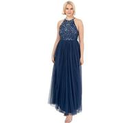 Maya Deluxe Abendkleid Pailletten Cocktailkleid Damen Tüllkleid Kleid Nackenband Abendkleid Elegant für Hochzeit Brautjungfernkleid