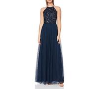 Maya Deluxe Damen Abendkleid Pailletten Cocktailkleid Tüllkleid Kleid Nackenband Elegant Für Hochzeit Brautjungfernkleid Bridesmaid Dress, Navy, 42 EU