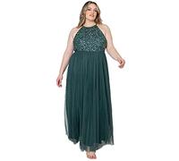 Maya Deluxe Damen Abendkleid Pailletten Cocktailkleid Tüllkleid Kleid Nackenband Elegant Für Hochzeit Brautjungfernkleid Bridesmaid Dress, Emerald Green, 46 EU