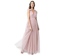 Maya Deluxe Damen Maya Deluxe Ruffle Shoulder Maxi Dress Brautjungfernkleid, Frosted Pink, 50 EU