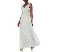 Maya Deluxe Damen Maya Deluxe Women's Maxi With Ruffle V Neck Sleeveless High Empire Waist Long Prom Guest Weddi Bridesmaid Dress, Sage Green, 42 EU