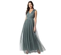Maya Deluxe Damen Maya Deluxe Women's Maxi With Ruffle V Neck Sleeveless High Empire Waist Long Prom Guest Weddi Bridesmaid Dress, Misty Green, 44 EU