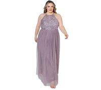 Maya Deluxe Damen Maya Verziertes Neckholder-Maxikleid Brautjungfer, Moody Lilac, 42 EU (14 UK)