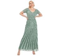 Maya Deluxe Damen Pailletten Maxi Abendkleid Elegant für Hochzeit V-Ausschnitt A-Linien-Schnitt Brautjungfernkleid, Deep Mint, 38