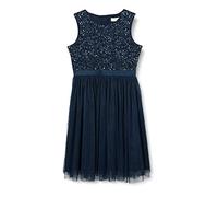 Maya Deluxe Mädchen Maya Deluxe Girls' Sequin Embellished Wedding and Birthday Festive With Ribbon Bow Bridesmaid Dress Kleid, Navy, 5-6 Jahre EU