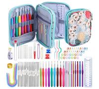 Mayboos 29-teiliges Häkelnadel-Set, inkl. 3-25 mm 15 Stück verschiedene Größen Holz Bambus Häkelnadeln und 14 Stück Aluminium 2-10 mm Griff Häkelnadeln für handgefertigte Stricknadeln