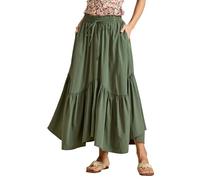 MAYFASEY Rock Damen Sommer Maxiröcke A-Linie Elastische Hoch Taille Midirock Freizeitrock Fließender Rock mit Taschen, Armeegrün, M