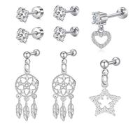 Mayhoop 16G Edelstahl Lobe Knorpel Helix Tragus Ohrstecker 6mm 8mm Flat Back Diamond Lip Labret Bar Silber Schwarz Rose Gold