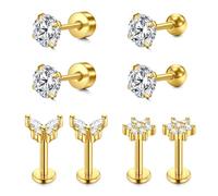 Mayhoop 16G Edelstahl Lobe Knorpel Helix Tragus Ohrstecker 6mm 8mm Flat Back Diamond Lip Labret Bar Silber Schwarz Rose Gold