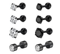 Mayhoop 16G Edelstahl Lobe Knorpel Helix Tragus Ohrstecker 6mm 8mm Flat Back Diamond Lip Labret Bar Silber Schwarz Rose Gold