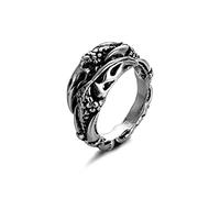 MAYIYAHO 1PC Vintage Punk Männer Ring Kreuz Gothic Hip Hop Tiere Feder Böse Flügel Hohler Schädel Ring für Männer Frauen Party Schmuck