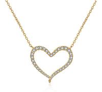 MAYIYAHO Big Heart Anhänger Halsketten für Frauen Versilbert Gold Hohl voller Strass Halskette Bijoux Femme Schmuck