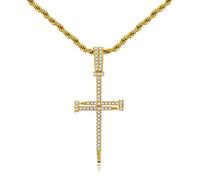 MAYIYAHO Christus Gold Big Cross Anhänger Halskette Iced Out Kubanische Kette Kristall Halskette für Männer Choker Ehemann