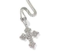 MAYIYAHO Full Crystal Cross Anhänger Halskette Bling Hochwertige Luxus Zirkon Metall Frauen Männer Rap Schmuck Silber Kubanische Kette