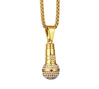 MAYIYAHO Goldplattierte Strass Mikrofon Anhänger Halskette Metall Gold und Silber Mode Star Hiphop Männer Schmuck Personalisierte Anhänger
