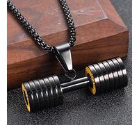 MAYIYAHO Hantel Halskette Titan Stahl Fitness Gewichtheben Langhantel Hantel Anhänger Halskette Bodybuilding Schmuck Gold Silber Schwarz
