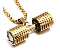 MAYIYAHO Hantel Halskette Titan Stahl Fitness Gewichtheben Langhantel Hantel Anhänger Halskette Bodybuilding Schmuck Gold Silber Schwarz