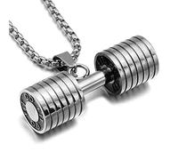 MAYIYAHO Hantel Halskette Titan Stahl Fitness Gewichtheben Langhantel Hantel Anhänger Halskette Bodybuilding Schmuck Gold Silber Schwarz