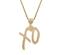 MAYIYAHO Hip Hop Ice Out Zirkon Brief Xo Anhänger Halskette für Männer Frauen Rock Rap Party Schmuck