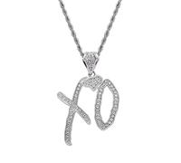 MAYIYAHO Hip Hop Ice Out Zirkon Brief Xo Anhänger Halskette für Männer Frauen Rock Rap Party Schmuck