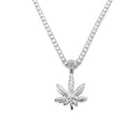 MAYIYAHO Hip Hop Schmuck Ahorn Blätter Halskette Anhänger Frauen Iced Out Kette Gepflastert Full Shining Kristall Silber Farbe Tenniskette