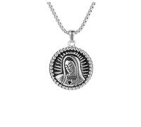 MAYIYAHO Hochwertige kleine Matrona Mary Anhänger Stahl beten Halskette Charm 60CM Kette religiösen Schmuck Kirche Jungfrau Maria Halskette