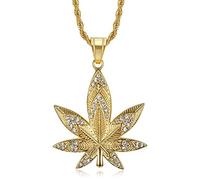 MAYIYAHO Ice Out Gold Small Weed Anhänger Halskette Kräuter Charm Hip Hop Mode Schmuck Halsbänder für Männer Frauen Silber Jubiläumsgeschenk