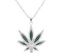 MAYIYAHO Iced Out Rot Grün Weed Blatt Stück Anhänger Halskette Kristall Hip Hop Beliebte Halskette Golden Silber Seil Kette Bling