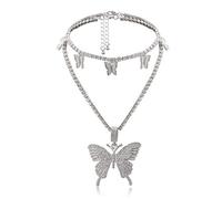 MAYIYAHO Männer Frauen Hip Hop Iced Out Bling Schmetterling Anhänger Halskette mit 13mm Miami Kubanische Kette Hiphop Halsketten Mode Charme Schmuck